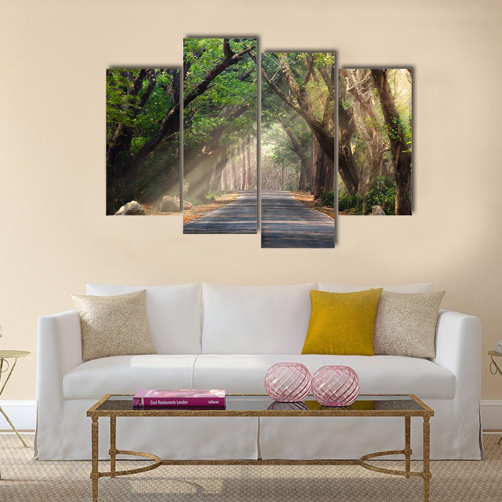 Journey Through Forest Canvas Wall Art-4 Pop-Gallery Wrap-50" x 32"-Tiaracle