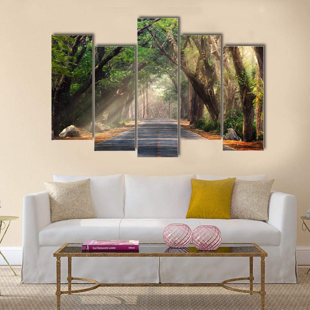 Journey Through Forest Canvas Wall Art-5 Pop-Gallery Wrap-47" x 32"-Tiaracle