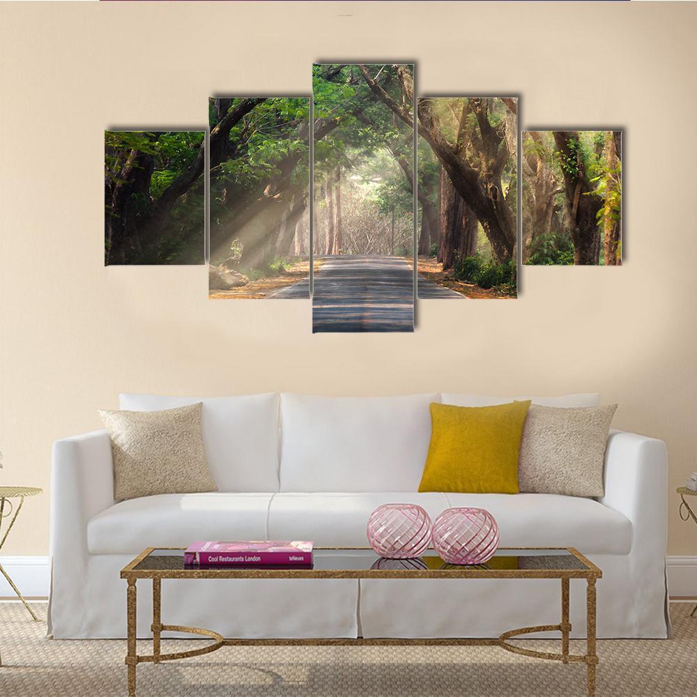 Journey Through Forest Canvas Wall Art-5 Star-Gallery Wrap-62" x 32"-Tiaracle