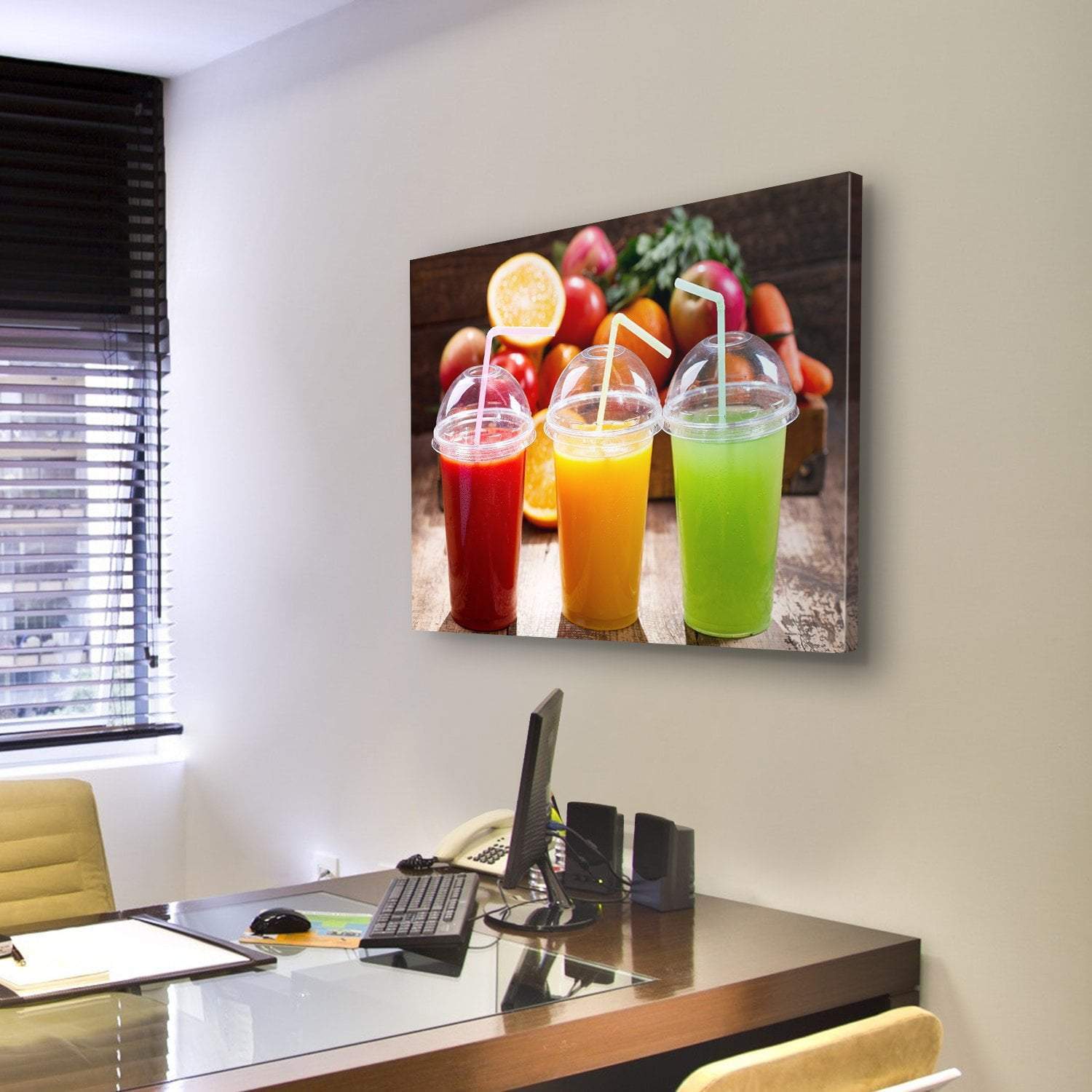Juices With Fruits Canvas Wall Art-3 Horizontal-Gallery Wrap-37" x 24"-Tiaracle