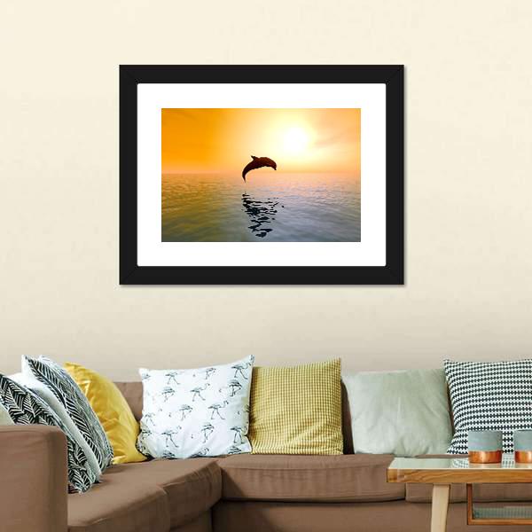 Jumping Dolphin Canvas Wall Art-5 Horizontal-Gallery Wrap-22" x 12"-Tiaracle