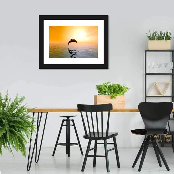 Jumping Dolphin Canvas Wall Art-3 Horizontal-Gallery Wrap-25" x 16"-Tiaracle