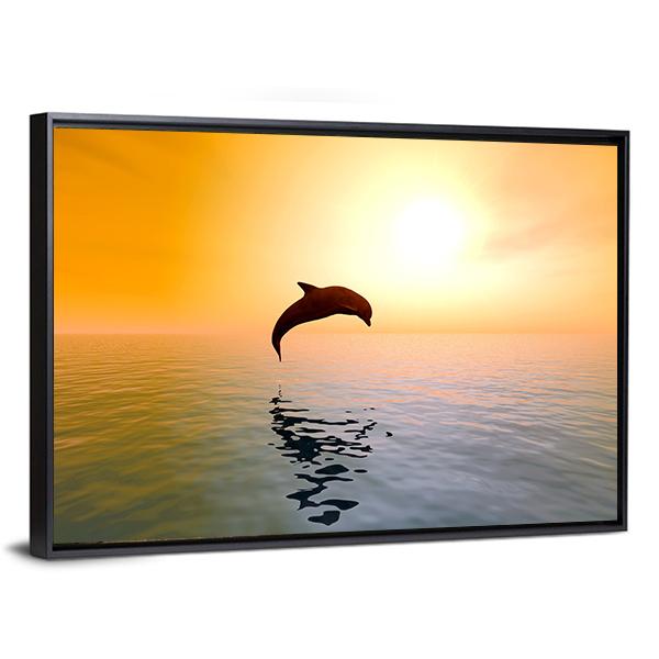 Jumping Dolphin Canvas Wall Art-5 Horizontal-Gallery Wrap-22" x 12"-Tiaracle