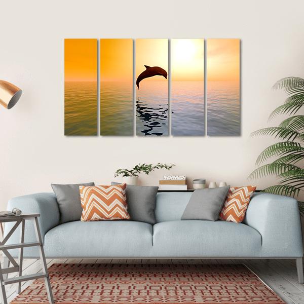 Jumping Dolphin Canvas Wall Art-4 Square-Gallery Wrap-17" x 17"-Tiaracle