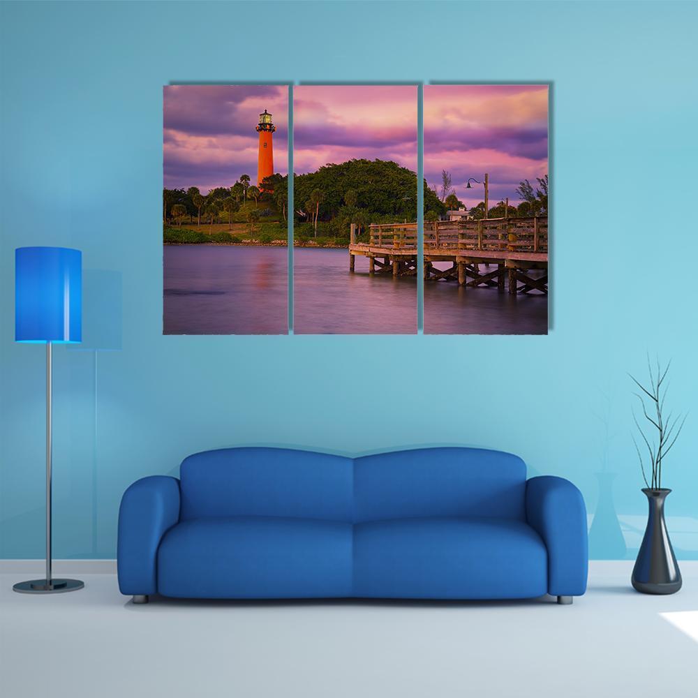 Jupiter Inlet Lighthouse Canvas Wall Art-3 Horizontal-Gallery Wrap-37" x 24"-Tiaracle