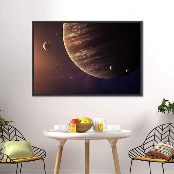Jupiter With Its Moons Canvas Wall Art-5 Horizontal-Gallery Wrap-22" x 12"-Tiaracle