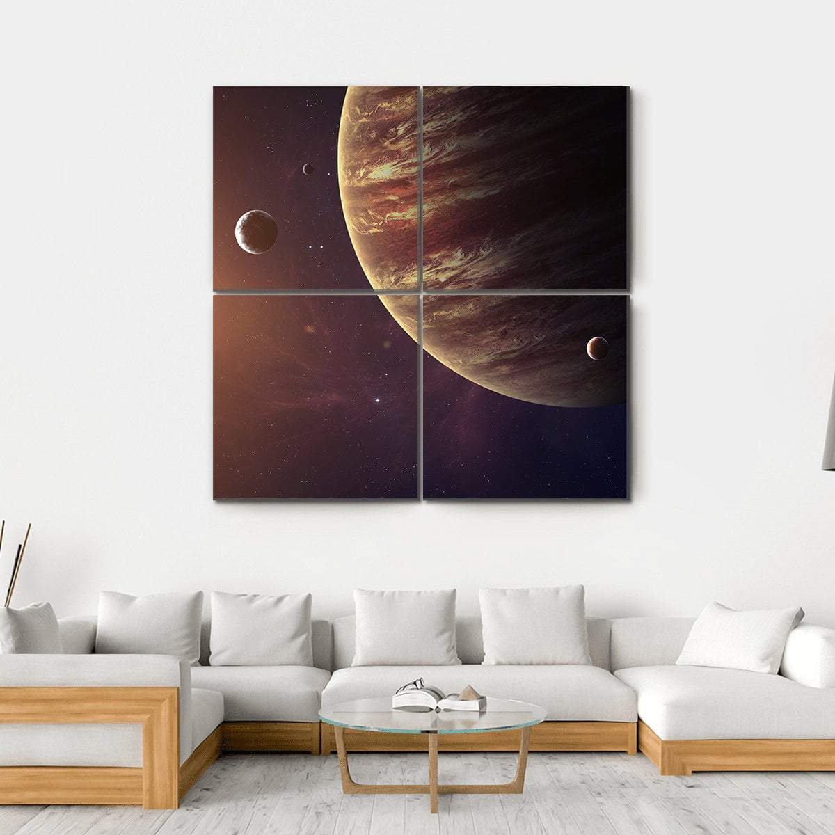 Jupiter With Its Moons Canvas Wall Art-4 Square-Gallery Wrap-17" x 17"-Tiaracle