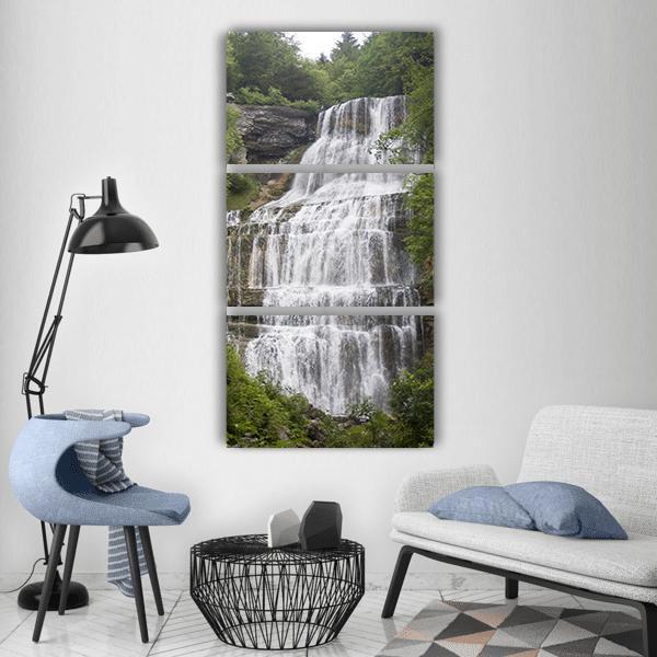 Jura Hérisson Waterfall France Vertical Canvas Wall Art-3 Vertical-Gallery Wrap-12" x 25"-Tiaracle