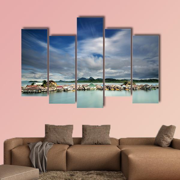 Kabalutan Village Indonesia Canvas Wall Art-5 Pop-Gallery Wrap-47" x 32"-Tiaracle