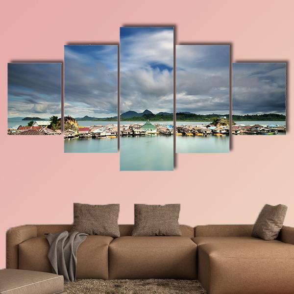Kabalutan Village Indonesia Canvas Wall Art-5 Star-Gallery Wrap-62" x 32"-Tiaracle