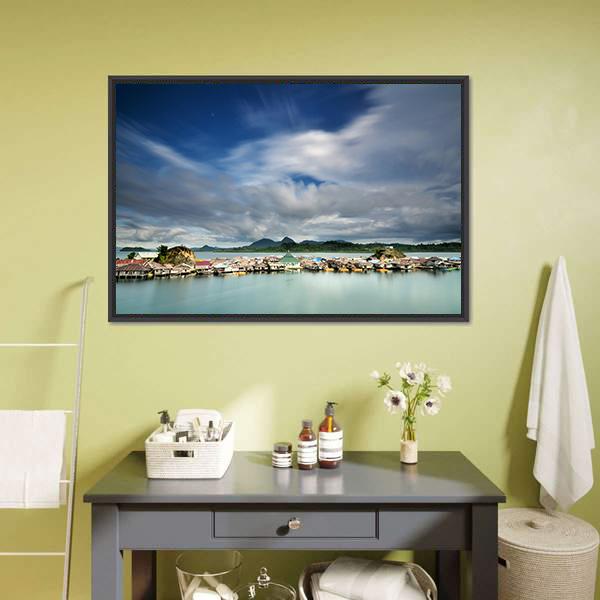 Kabalutan Village Indonesia Canvas Wall Art-1 Piece-Floating Frame-24" x 16"-Tiaracle