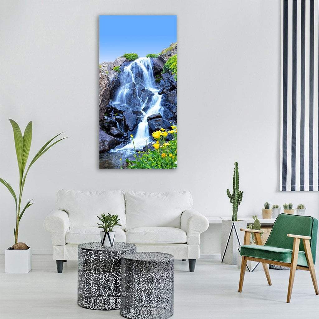 Waterfall In Kackars Turkey Vertical Canvas Wall Art-3 Vertical-Gallery Wrap-12" x 25"-Tiaracle