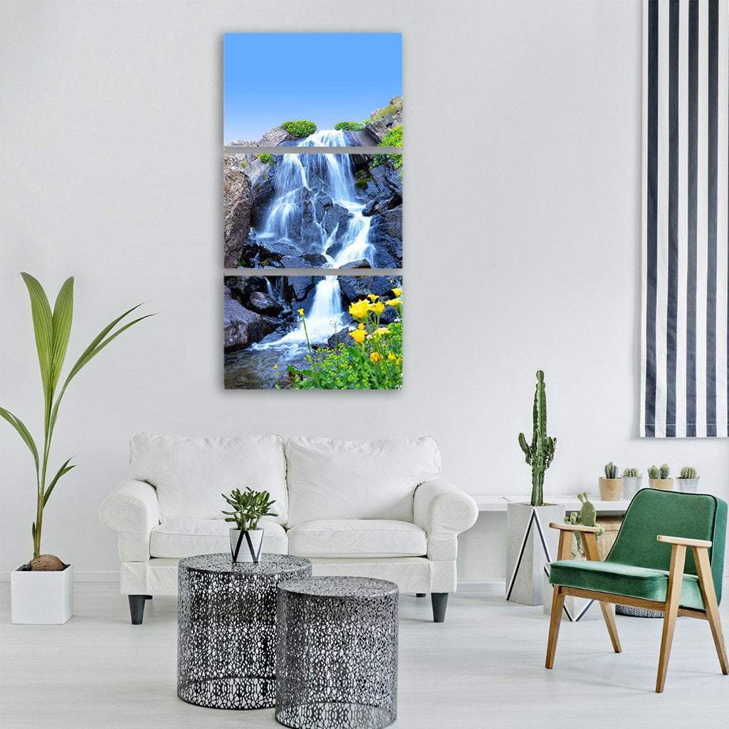 Waterfall In Kackars Turkey Vertical Canvas Wall Art-3 Vertical-Gallery Wrap-12" x 25"-Tiaracle