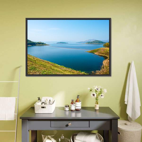 Kaeng Krachan Dam In Petcahburi Canvas Wall Art-1 Piece-Floating Frame-24" x 16"-Tiaracle