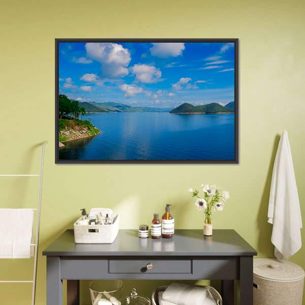 Kaeng Krachan Dam Thailand Canvas Wall Art-1 Piece-Floating Frame-24" x 16"-Tiaracle