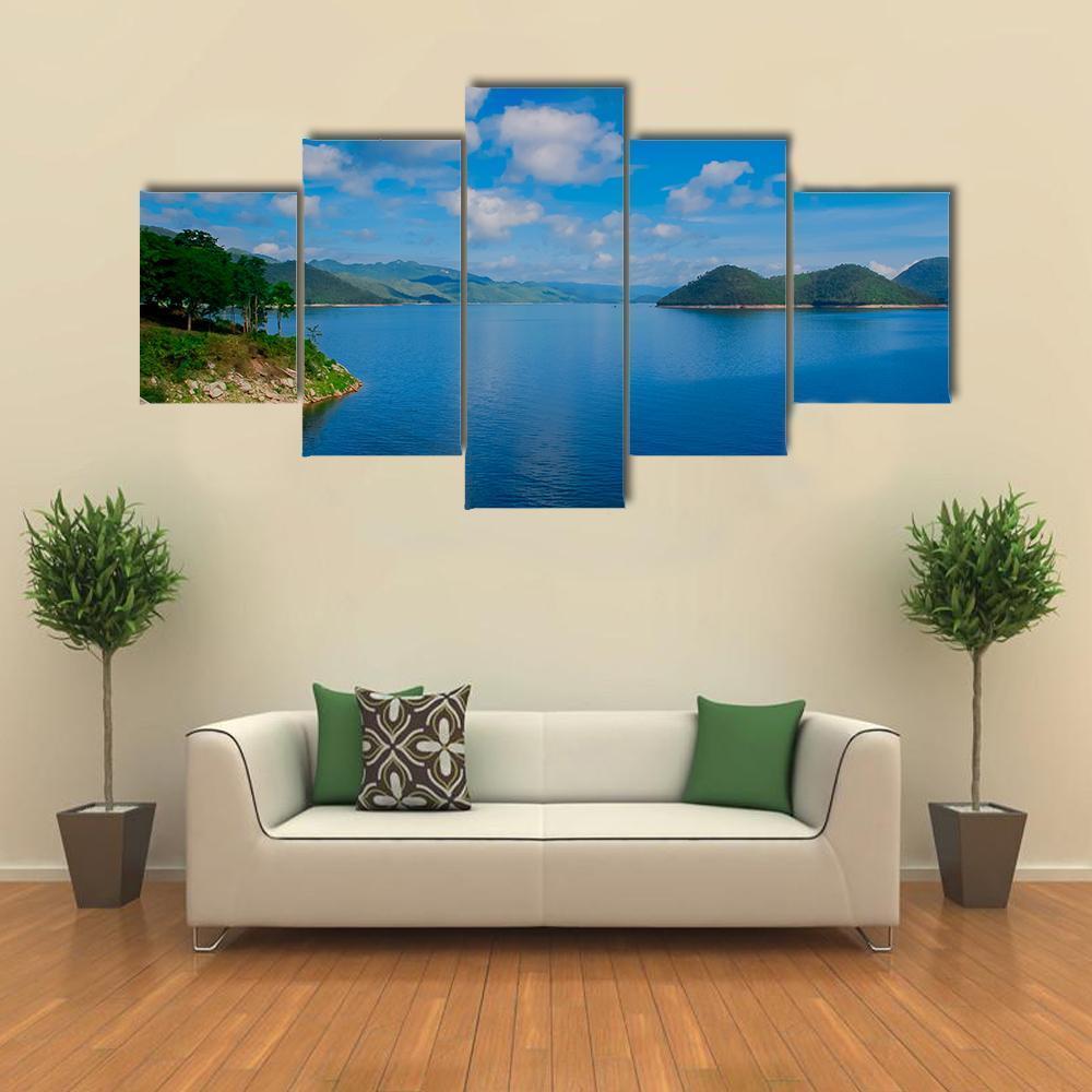 Kaeng Krachan Dam Thailand Canvas Wall Art-5 Pop-Gallery Wrap-47" x 32"-Tiaracle