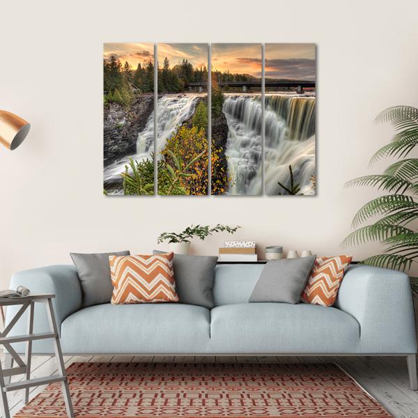 Kakabeka Falls In Autumn Canvas Wall Art-4 Horizontal-Gallery Wrap-34" x 24"-Tiaracle