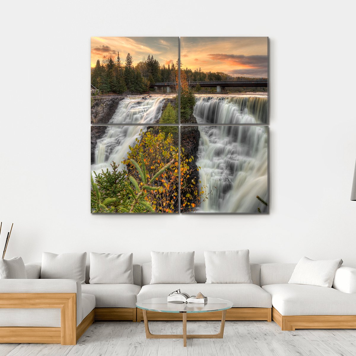 Kakabeka Falls In Autumn Canvas Wall Art-4 Square-Gallery Wrap-17" x 17"-Tiaracle