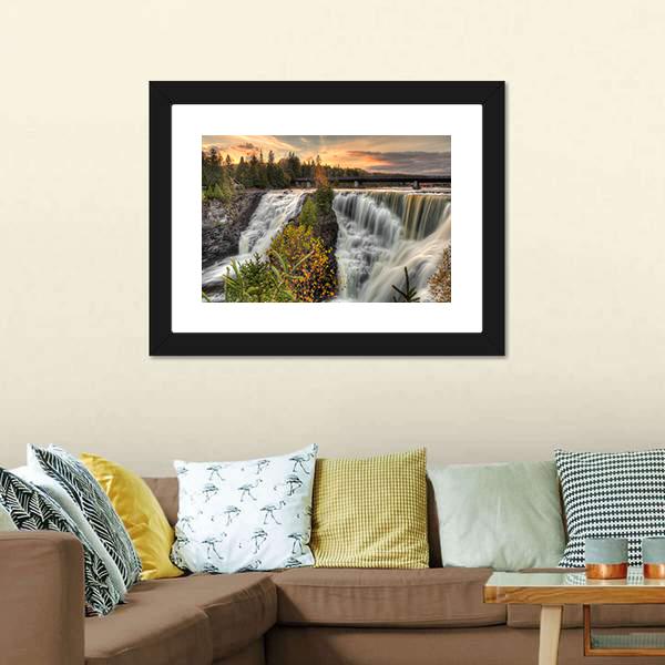 Kakabeka Falls In Autumn Canvas Wall Art-5 Horizontal-Gallery Wrap-22" x 12"-Tiaracle
