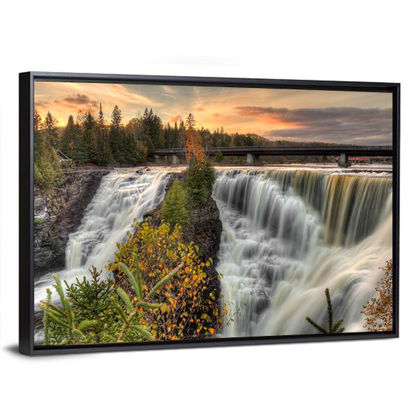 Kakabeka Falls In Autumn Canvas Wall Art-5 Horizontal-Gallery Wrap-22" x 12"-Tiaracle