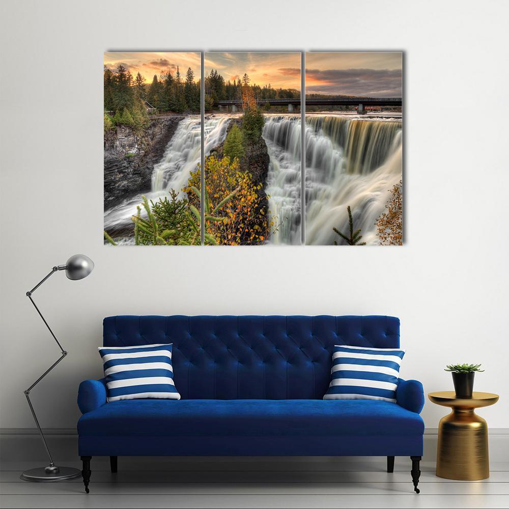 Kakabeka Falls In Autumn Canvas Wall Art-3 Horizontal-Gallery Wrap-37" x 24"-Tiaracle