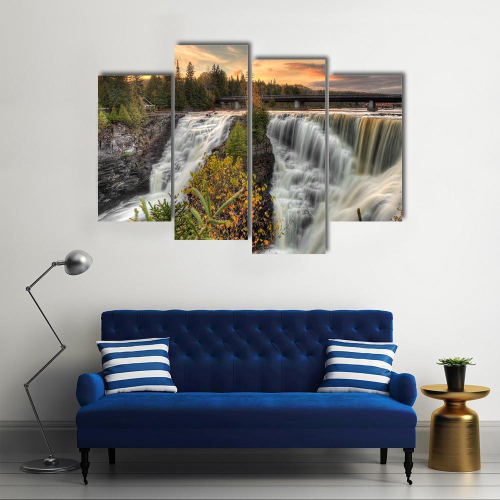 Kakabeka Falls In Autumn Canvas Wall Art-4 Pop-Gallery Wrap-50" x 32"-Tiaracle