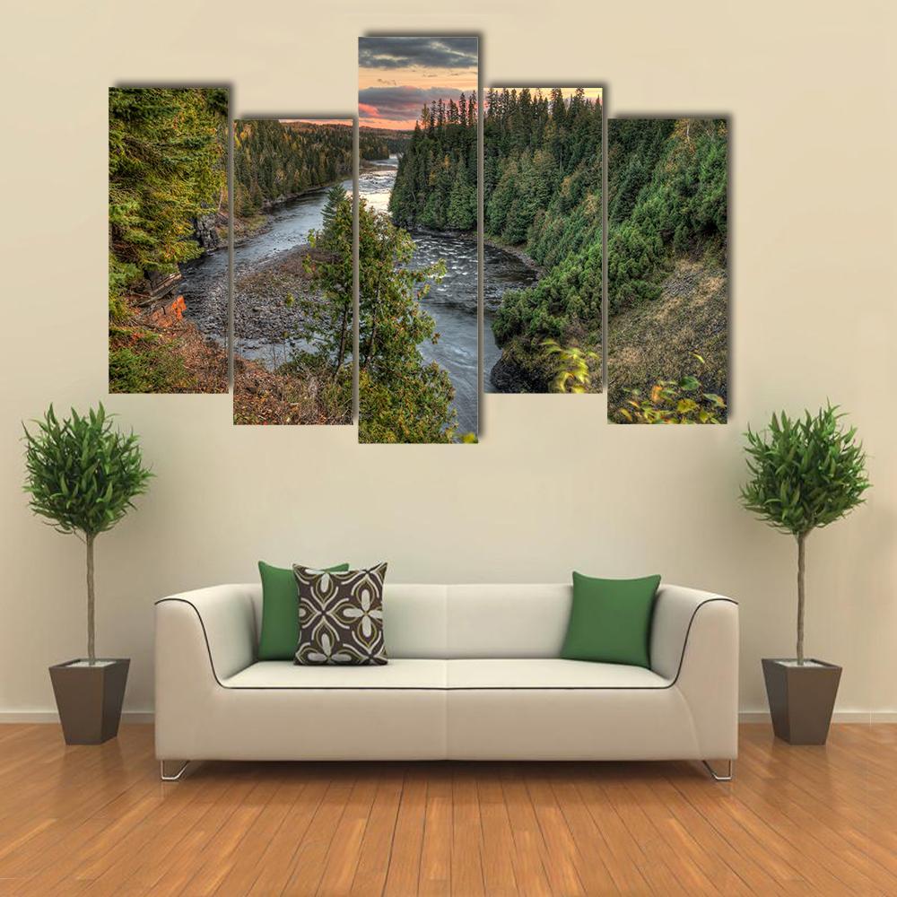 Kakabeka Falls Canvas Wall Art-5 Pop-Gallery Wrap-47" x 32"-Tiaracle