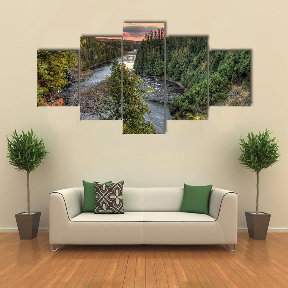 Kakabeka Falls Canvas Wall Art-5 Star-Gallery Wrap-62" x 32"-Tiaracle