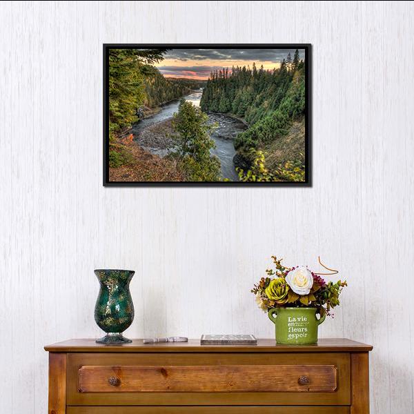 Kakabeka Falls Canvas Wall Art-1 Piece-Floating Frame-24" x 16"-Tiaracle