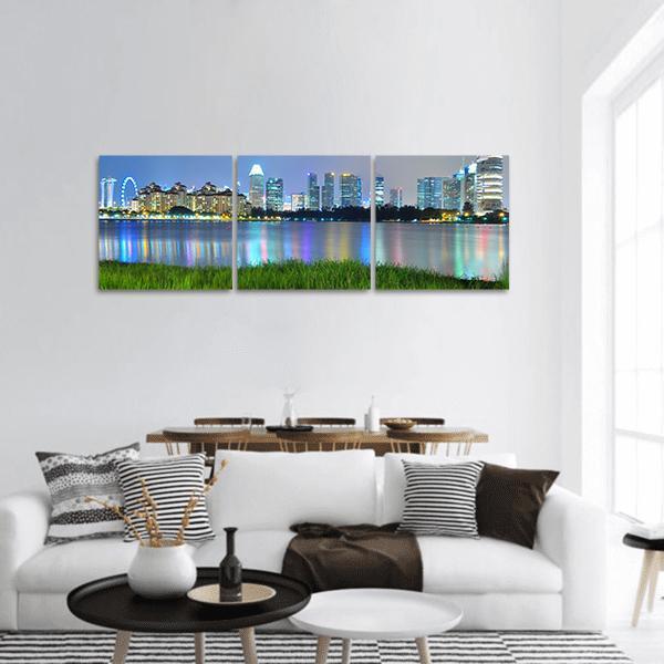 Kallang River With Skyline Panoramic Canvas Wall Art-3 Piece-25" x 08"-Tiaracle