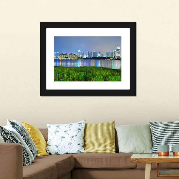 Kallang River With Skyline Panoramic Canvas Wall Art-1 Piece-36" x 12"-Tiaracle
