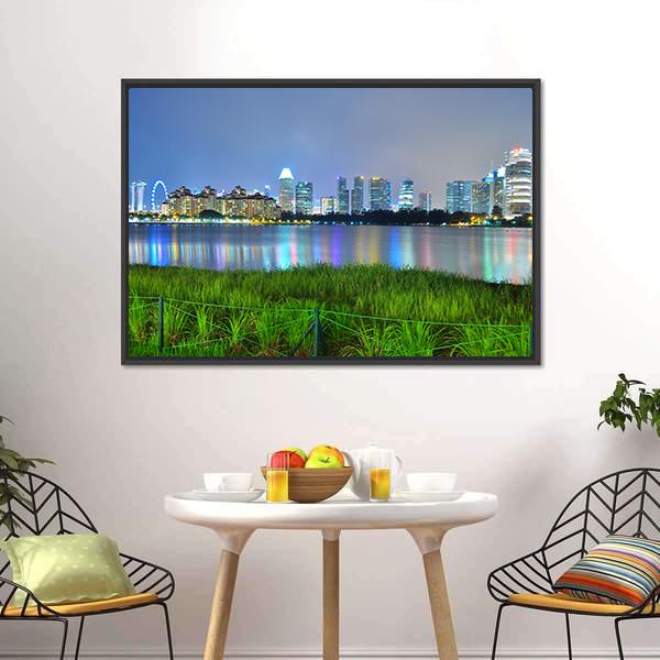 Kallang River With Skyline Panoramic Canvas Wall Art-1 Piece-36" x 12"-Tiaracle