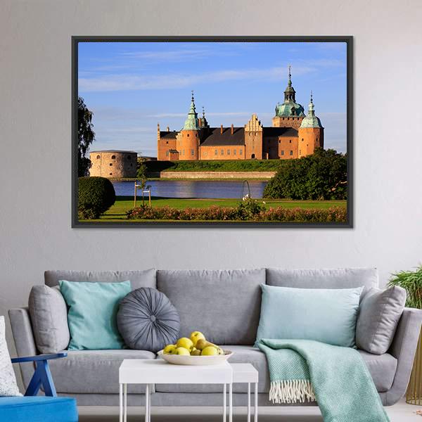 Kalmar Castle In Sweden Canvas Wall Art-1 Piece-Floating Frame-24" x 16"-Tiaracle