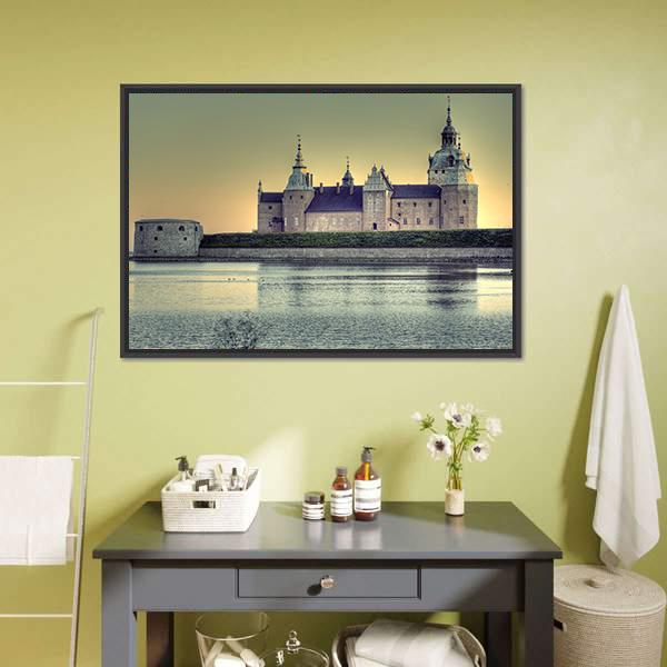 Kalmar Castle Sweden Canvas Wall Art-1 Piece-Floating Frame-24" x 16"-Tiaracle