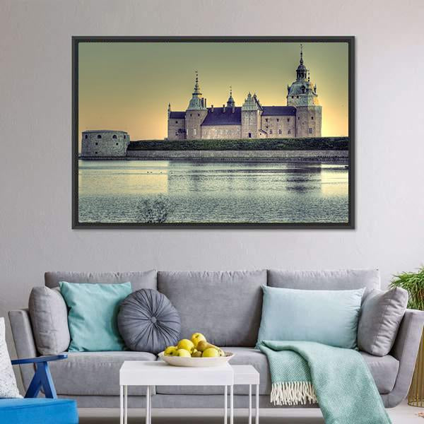 Kalmar Castle Sweden Canvas Wall Art-1 Piece-Floating Frame-24" x 16"-Tiaracle