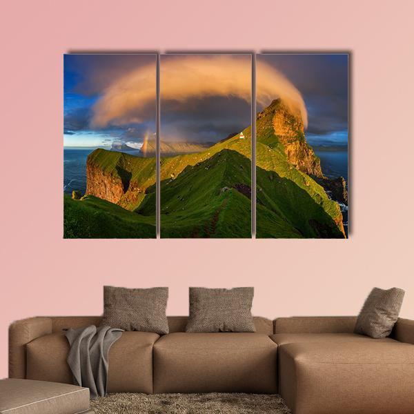 Kalsoy Island & Lighthouse Canvas Wall Art-3 Horizontal-Gallery Wrap-25" x 16"-Tiaracle