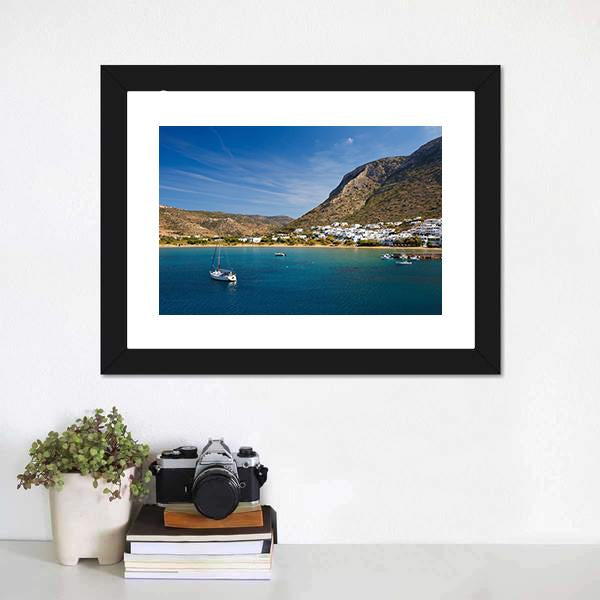 Kamares Beach & Village Canvas Wall Art-1 Piece-Framed Print-20" x 16"-Tiaracle