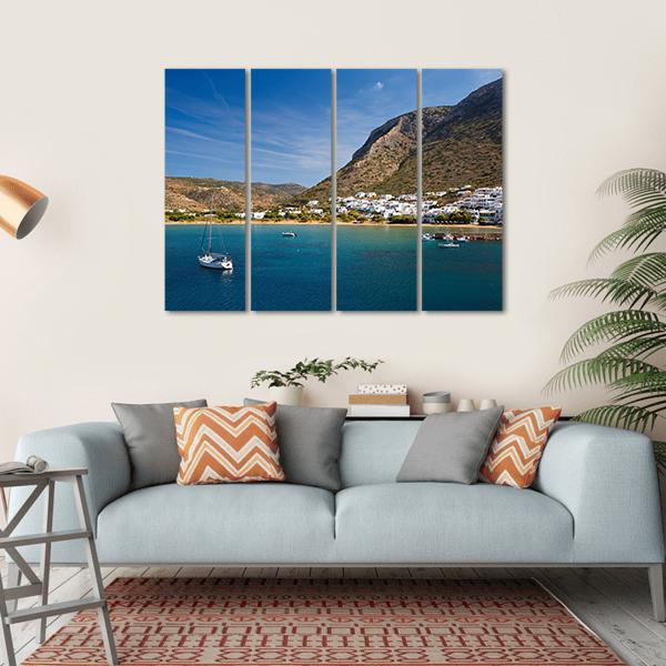 Kamares Beach &amp; Village Canvas Wall Art-4 Horizontal-Gallery Wrap-34" x 24"-Tiaracle
