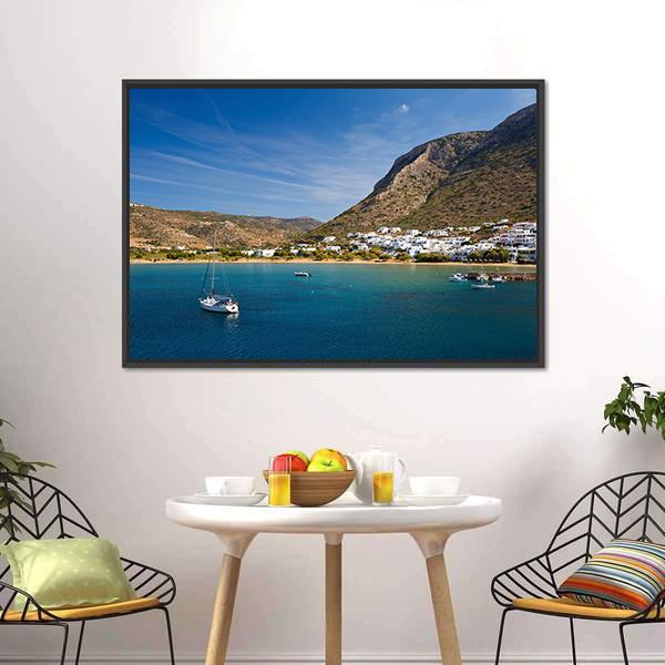 Kamares Beach & Village Canvas Wall Art-5 Horizontal-Gallery Wrap-22" x 12"-Tiaracle