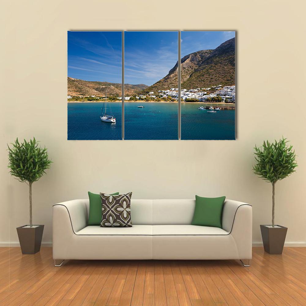 Kamares Beach & Village Canvas Wall Art-3 Horizontal-Gallery Wrap-37" x 24"-Tiaracle