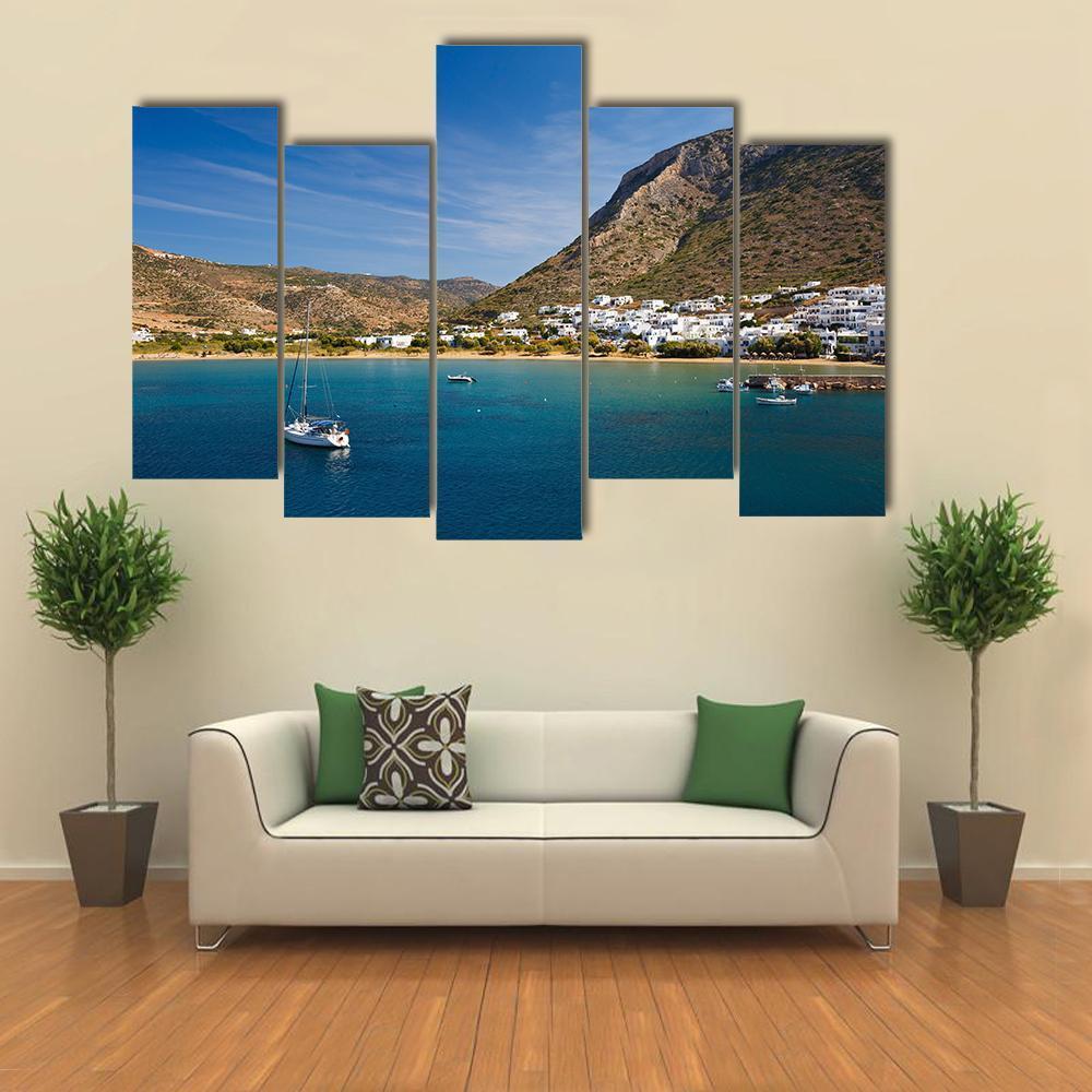 Kamares Beach & Village Canvas Wall Art-5 Pop-Gallery Wrap-47" x 32"-Tiaracle