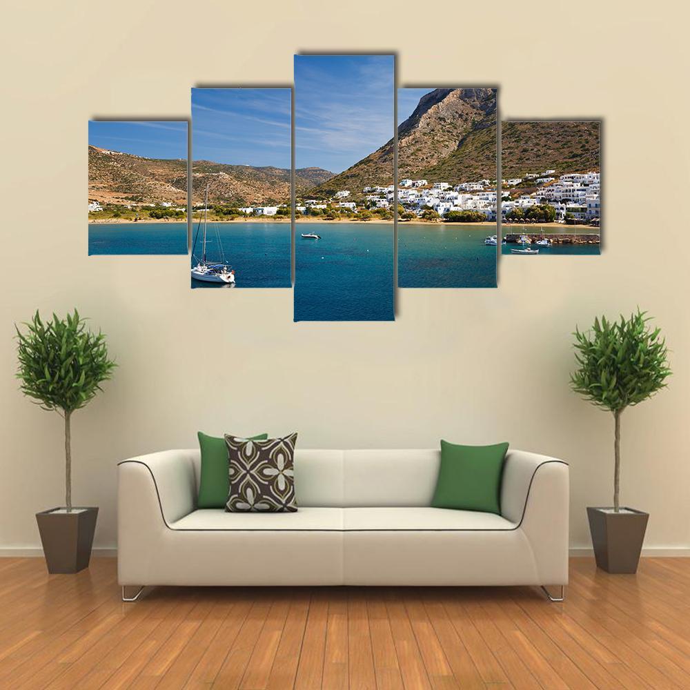 Kamares Beach & Village Canvas Wall Art-5 Star-Gallery Wrap-62" x 32"-Tiaracle