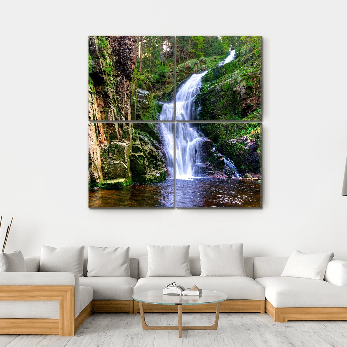 Kamienczyk Waterfall Canvas Wall Art-4 Square-Gallery Wrap-17" x 17"-Tiaracle