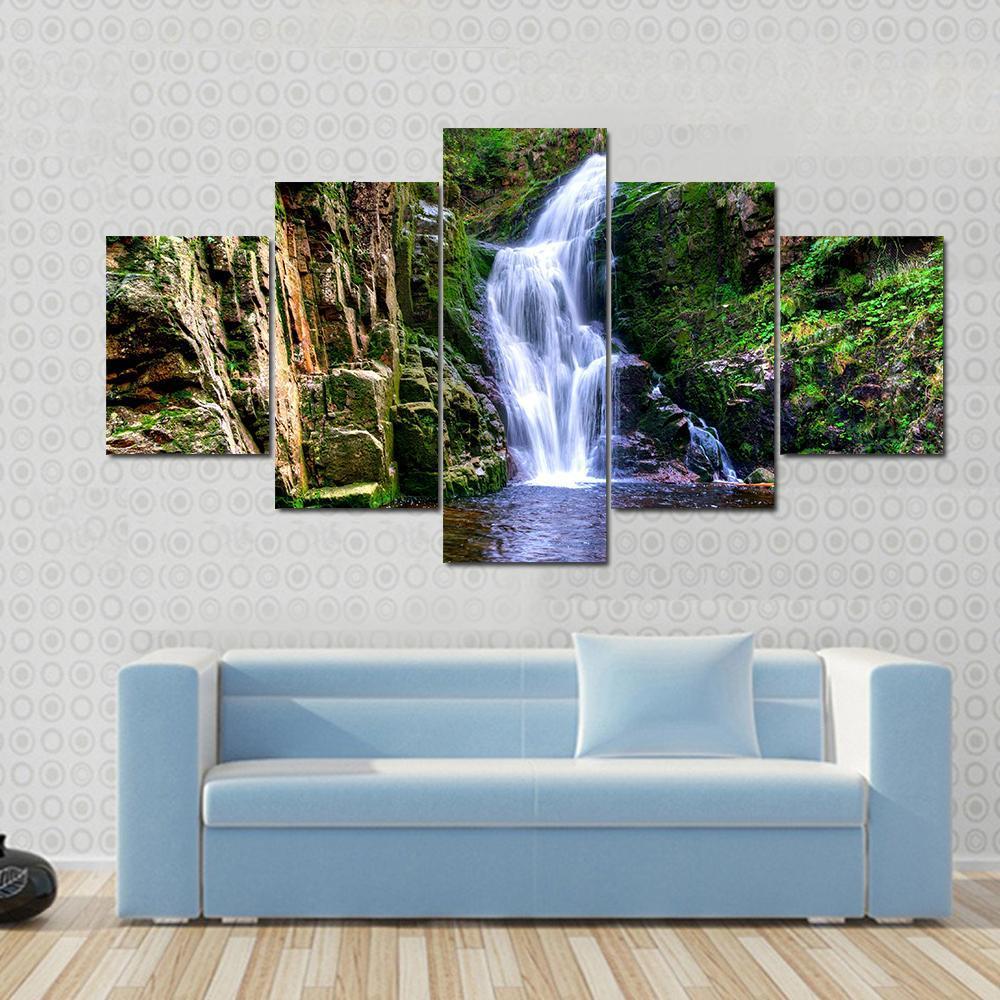 Kamienczyk Waterfall Canvas Wall Art-5 Star-Gallery Wrap-62" x 32"-Tiaracle