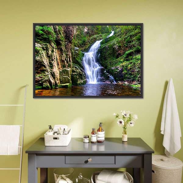 Kamienczyk Waterfall Canvas Wall Art-1 Piece-Floating Frame-24" x 16"-Tiaracle