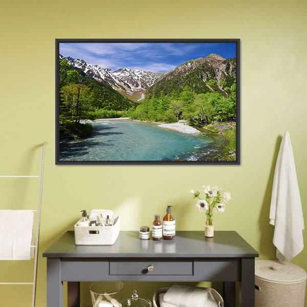 Kamikochi Highland Japan Canvas Wall Art-1 Piece-Floating Frame-24" x 16"-Tiaracle
