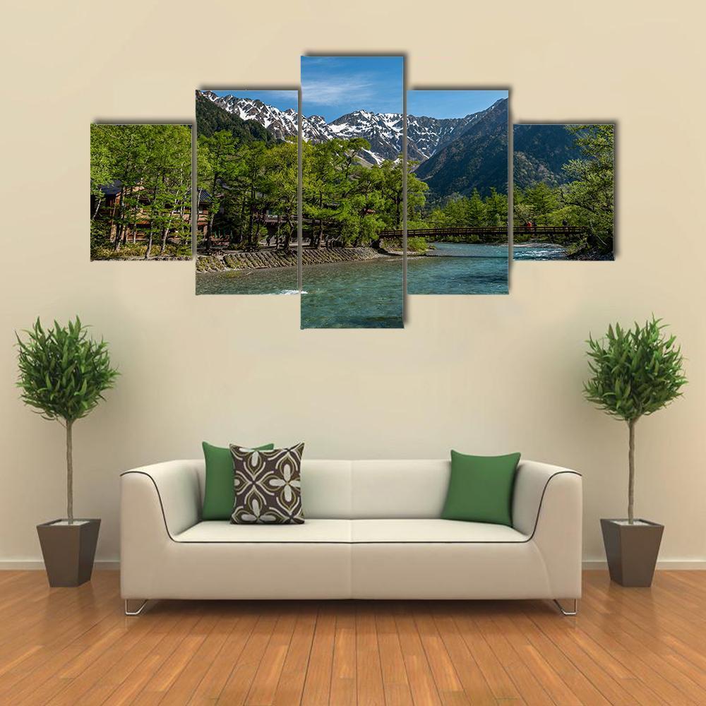 Kamikochi In Japan Canvas Wall Art-5 Star-Gallery Wrap-62" x 32"-Tiaracle