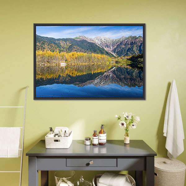 Kamikochi In Northern Japan Canvas Wall Art-1 Piece-Floating Frame-24" x 16"-Tiaracle