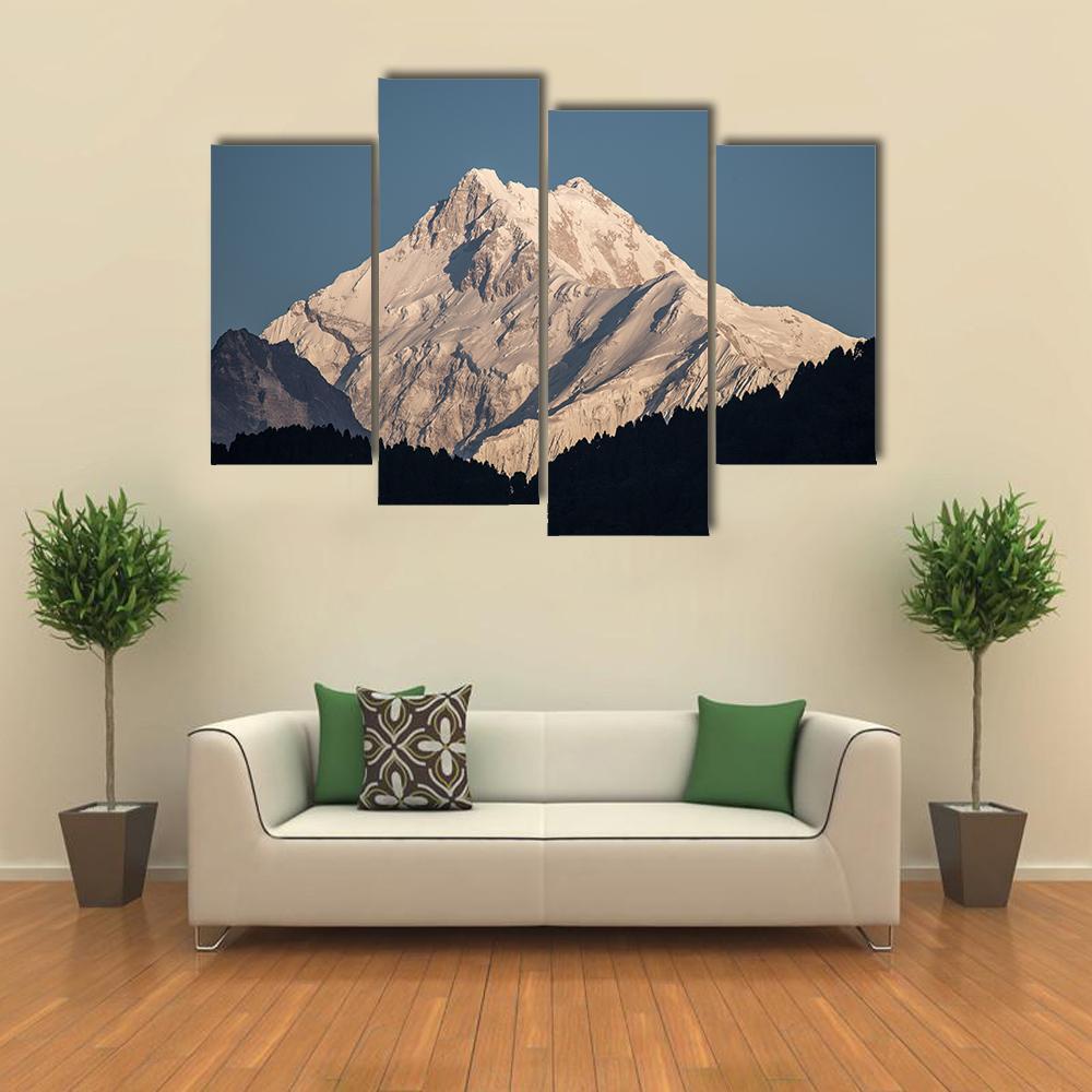 Kanchenjunga Peak In India Canvas Wall Art-4 Pop-Gallery Wrap-34" x 20"-Tiaracle