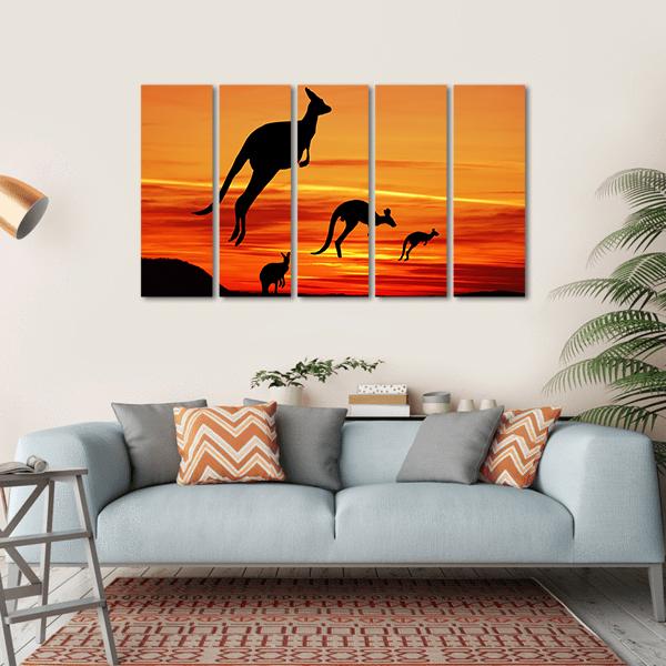 Kangaroos Silhouette Canvas Wall Art-5 Horizontal-Gallery Wrap-22" x 12"-Tiaracle